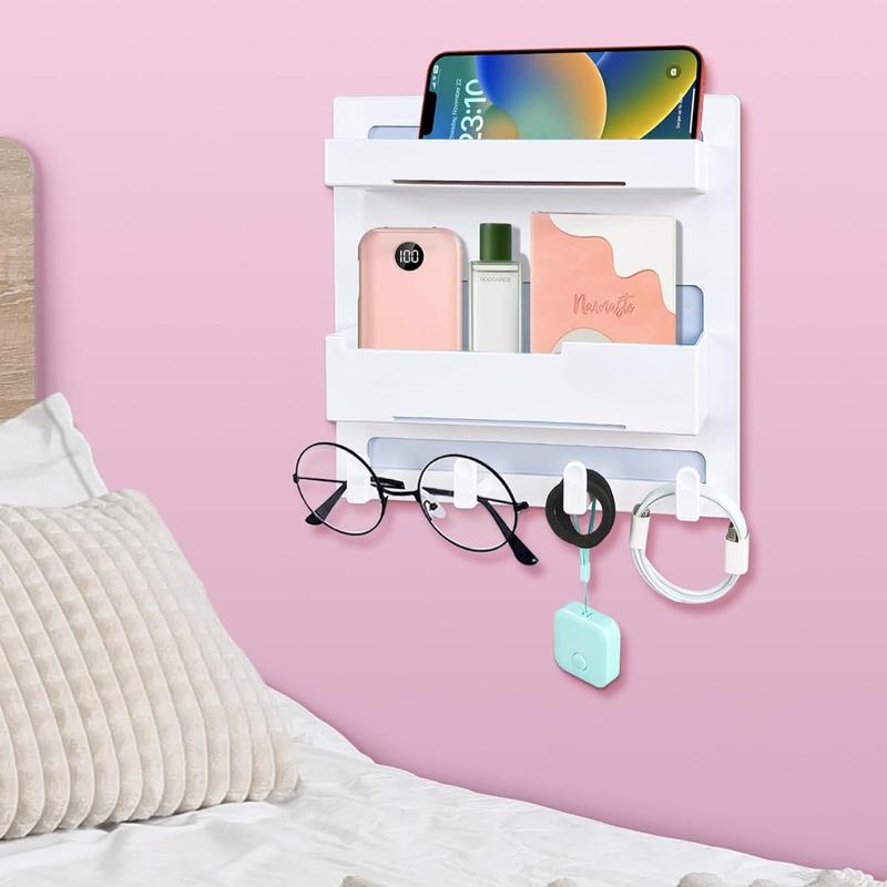 Floating Shelves for Bedside Shelf Accessories Organizer, Wall Mount Self Stick On, Cute Room Decor Aesthetic, Girls Room Decor, Cool Stuff for Bedroom Storage and Organization