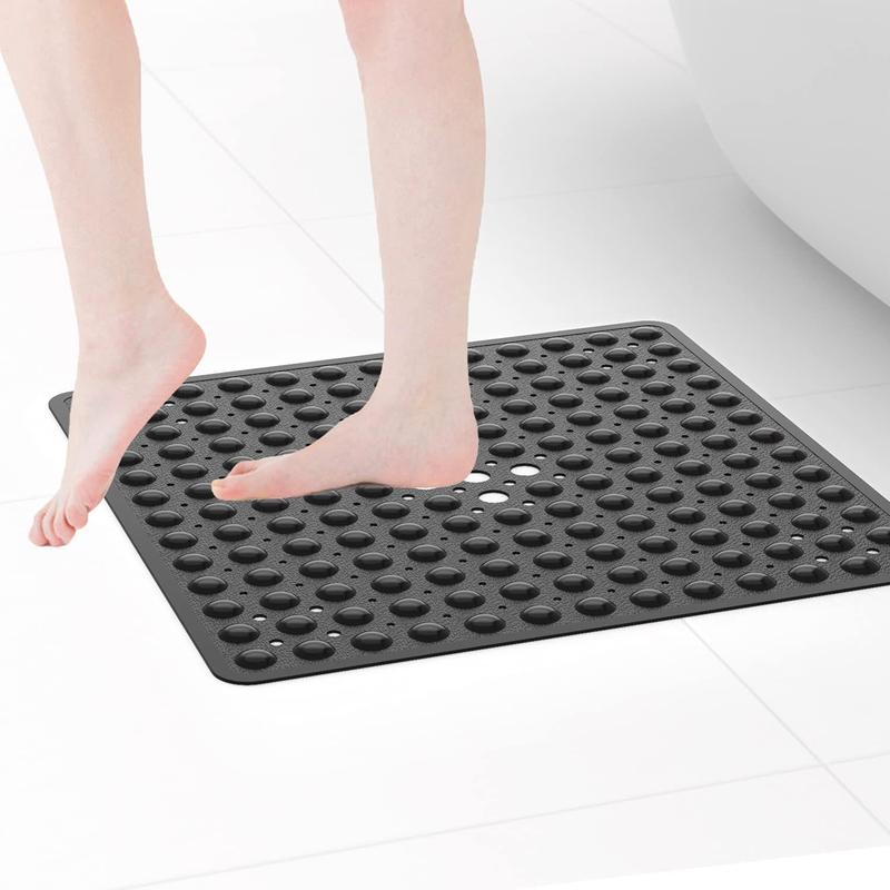 Shower Bathtub Mat, Non-slip Shower Mat, Soft Square Bath for Tub with Suction Cups and Drain Holes, Bathroom Accessories