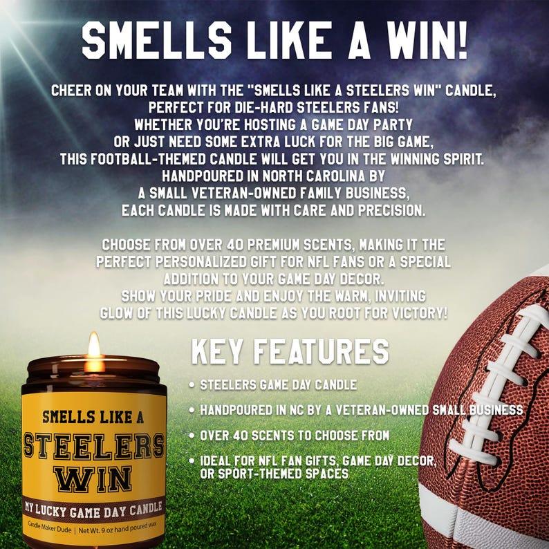 Christmas Gift, Smells Like a Steel-ers Win Candle, Pitts-burgh Stee-lers Candle, Game Day Decor, Funny Steel-ers Fan Gift, Lucky Steelers Candle Unique