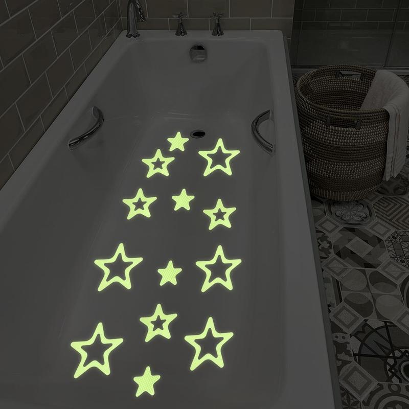 Star Shaped Bathroom Non-slip Sticker, 30 Sheets pack Waterproof Anti-slip Luminous Fluorescence Shower Tread Sticker,safety Bathtub Strips Adhesive Decals for Home Hotel Salon Bathroom Dormitory