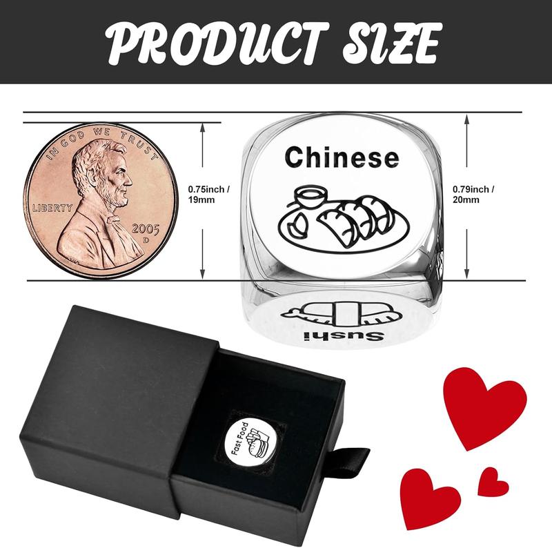 Stocking Stuffers for Women Men Adults, Christmas Gifts for Women Men,Anniversary Steel Food Decision Dice Gifts for Couples Girlfriend Boyfriend Wife Husband Funny White Elephant Gifts Valentines Day