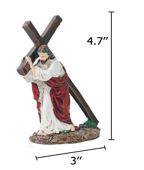 Jesus Carrying Cross Mini Statue Decor Gift Religious Ornaments Home Decor Religious Decor