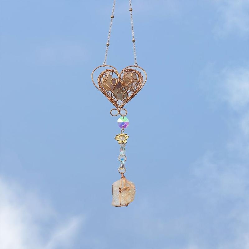 Sun Catcher Pendant Sunshine Rainbow Dreamcatcher Moon Style Wind Chimes Girl Room Gift Pendant, nature stone, back to school gift Decor Hanging Ornaments Hangable Decoration