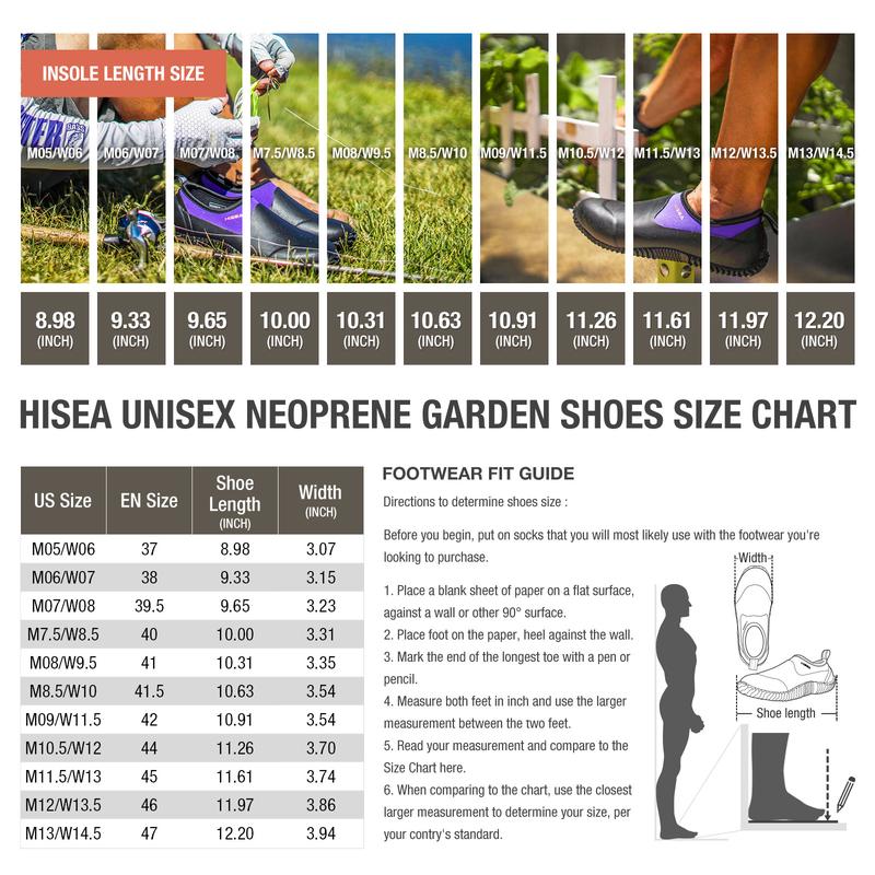 Unisex Waterproof Garden Shoes, Men's Ankle Rain Boots Women's Slip-On Footwear Rubber Neoprene Camp Booties Outdoor Rain Shoe for Gardening, Farming, Camping, Car Wash, Lawn Care and Yard Work