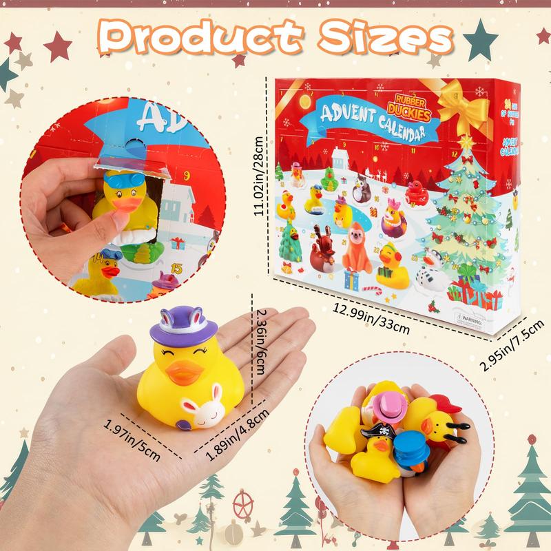 CHRISTMAS SALE:2024 Advent Calendar Christmas Ducks - 24pcs  Duck Advent Calendar 24 Days of Christmas Countdown  Fun Duck Bath for Xmas Holiday Gifts Party Duck Party Favors Halloween Rubber