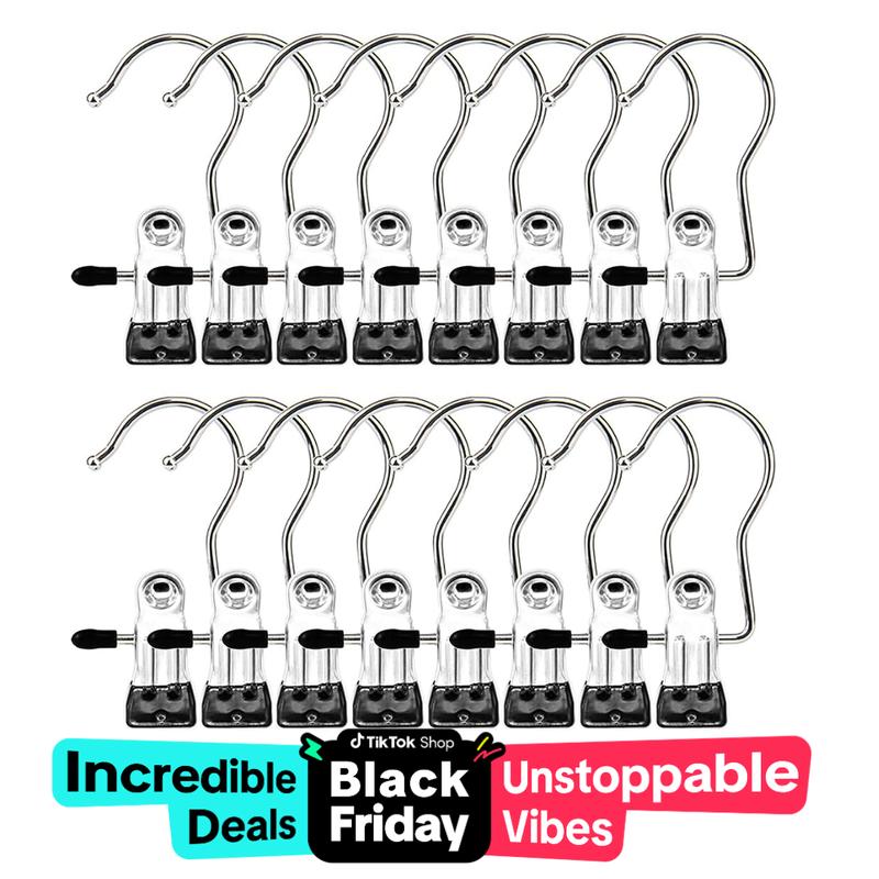 100 Pack Laundry Hooks, Clothes Pins and Hanging Clips Heavy Duty Hangers for Closet, Travel, Pants, Skirts,Socks, Handbags,Wardrobe Organizer