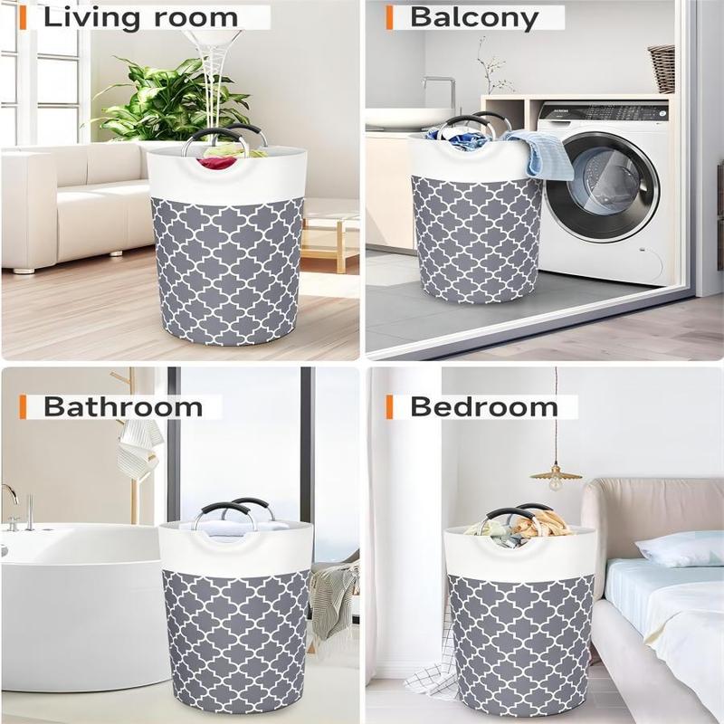 Geometric Pattern Laundry Basket, 1 Count Collapsible Tall Clothes Basket with Handles, Waterproof Travel Bathroom Dormitory Storage Basket