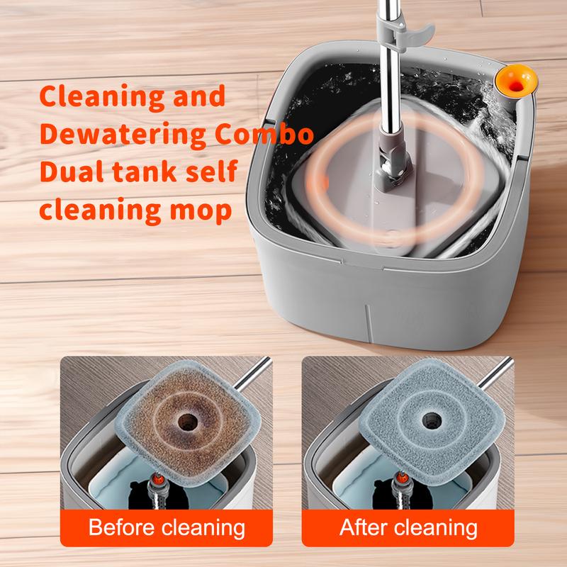 Spin Mop and Bucket Set with Self Separation Dirty and Clean Water System, Self Cleaning with Washable Mop Pads, Always Clean Floors with Clean Water