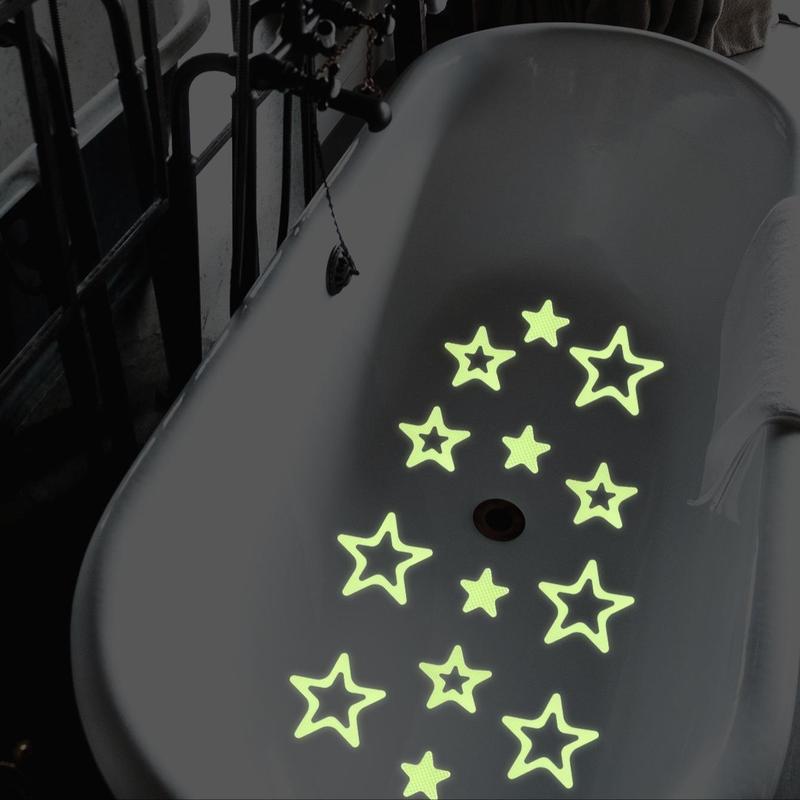 Star Shaped Bathroom Non-slip Sticker, 30 Sheets pack Waterproof Anti-slip Luminous Fluorescence Shower Tread Sticker,safety Bathtub Strips Adhesive Decals for Home Hotel Salon Bathroom Dormitory