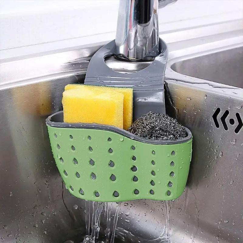 Kitchen Sink Hanging Drain Basket, Adjustable Faucet Sponge Holder, Practical Kitchen Gadgets, Kitchen Accessories, Home Organizer Tools