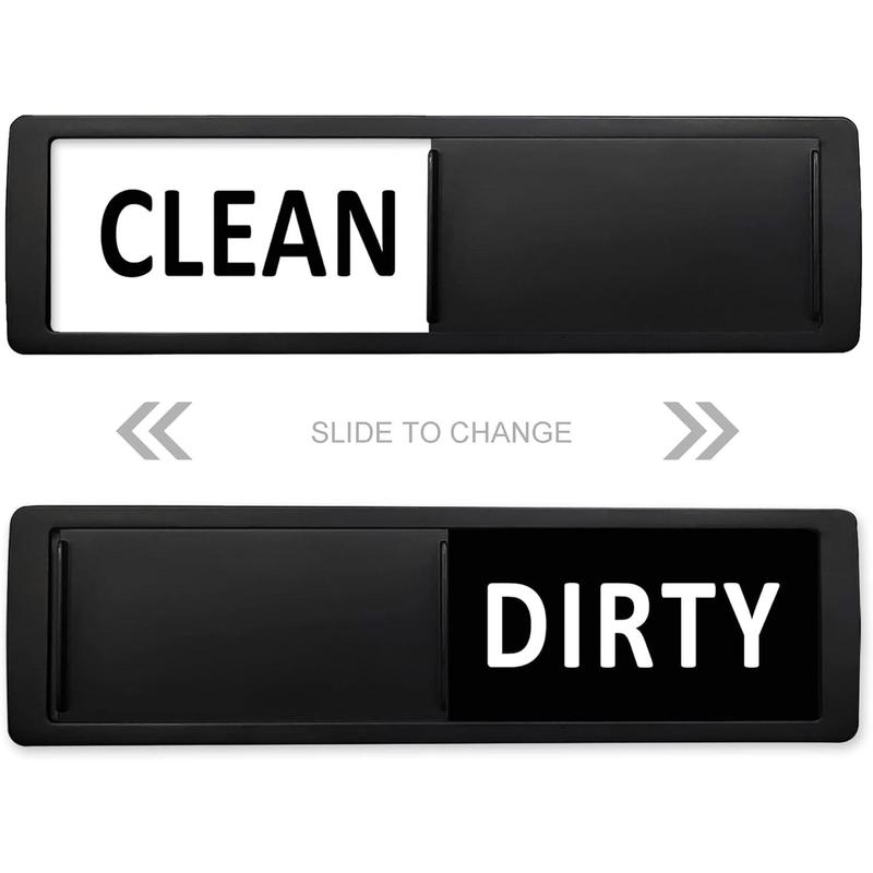 Dishwasher Magnet Clean Dirty Sign, Non-Scratching Super Strong Soft Magnet with Double-Sided Adhesives Easy to Read & Slide for Kitchen Dishwasher Laundry Washing Machine (Silver & White)