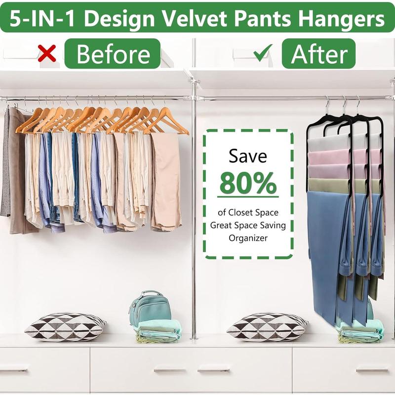 Organizers and Storage,3 Pack Organization and Storage Pants-Hangers-Space-Saving,Velvet Hanger for Dorm Room for College Students Girls Boys Guys Hanging Jean Scarf