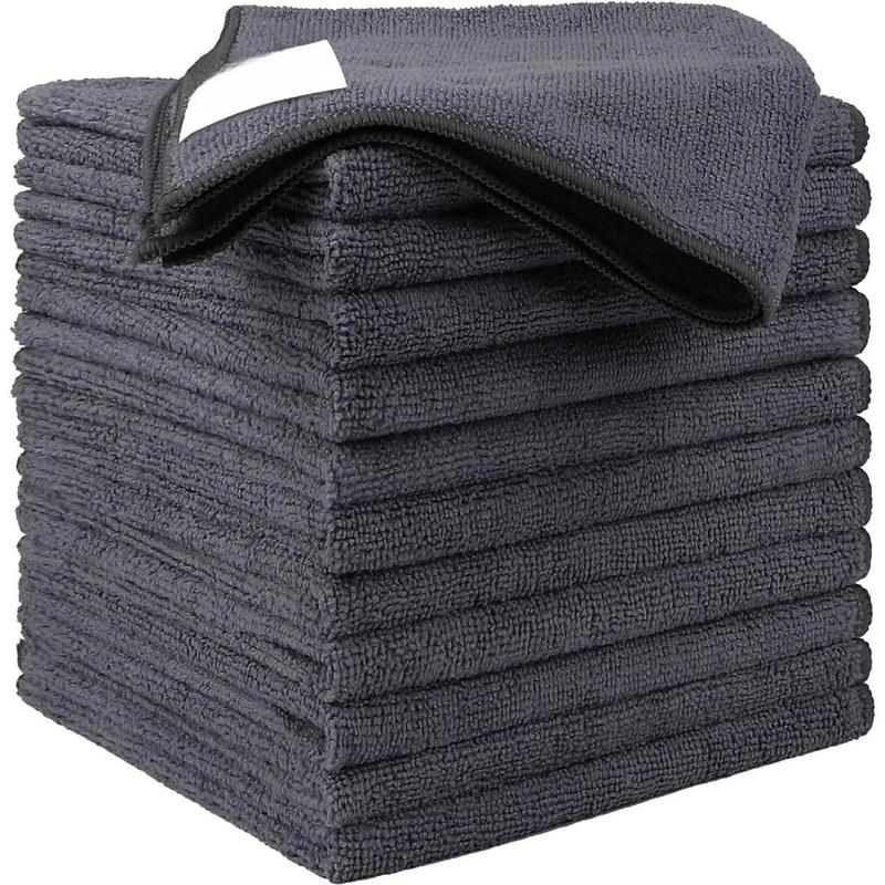 Grey Microfiber Cleaning Cloths 12 Pack, 12.5 x 12.5 inch Microfiber Towel for Cars, Ultra Absorbent Car Washing Cloth, Lint Free Streak Free Cleaning Rags for Car, Kitchen, and Window