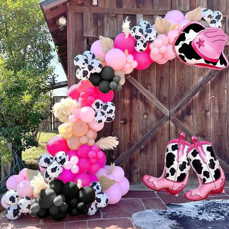 Cowgirl Theme Balloon Garland Arch Kit, 127pcs set Colorful Cow Print Balloon, Latex Balloon for Birthday Party Wedding Anniversary Ceremony Graduation