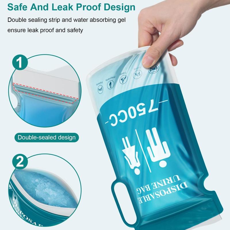 Portable 750cc Disposable Urine Bag for Men & Women, 12pcs set Disposable Urinal Bag with Handle, Emergency Toilet Pee Bag, Christmas Gift