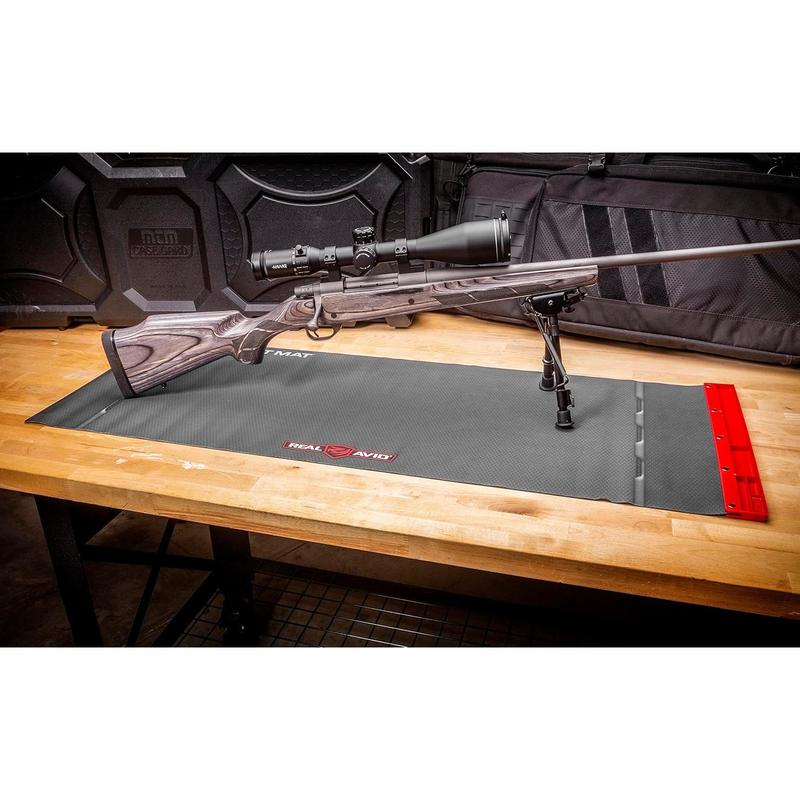 Universal Smart Mat - 43x16”, Large Gun Cleaning Mat With Integrated Red Parts Tray, Gun Oil Resistant, Non-Slip, Padded Cleaning Mat, Great Rifle Cleaning Mat for Gun Cleaning Kits,charcoal