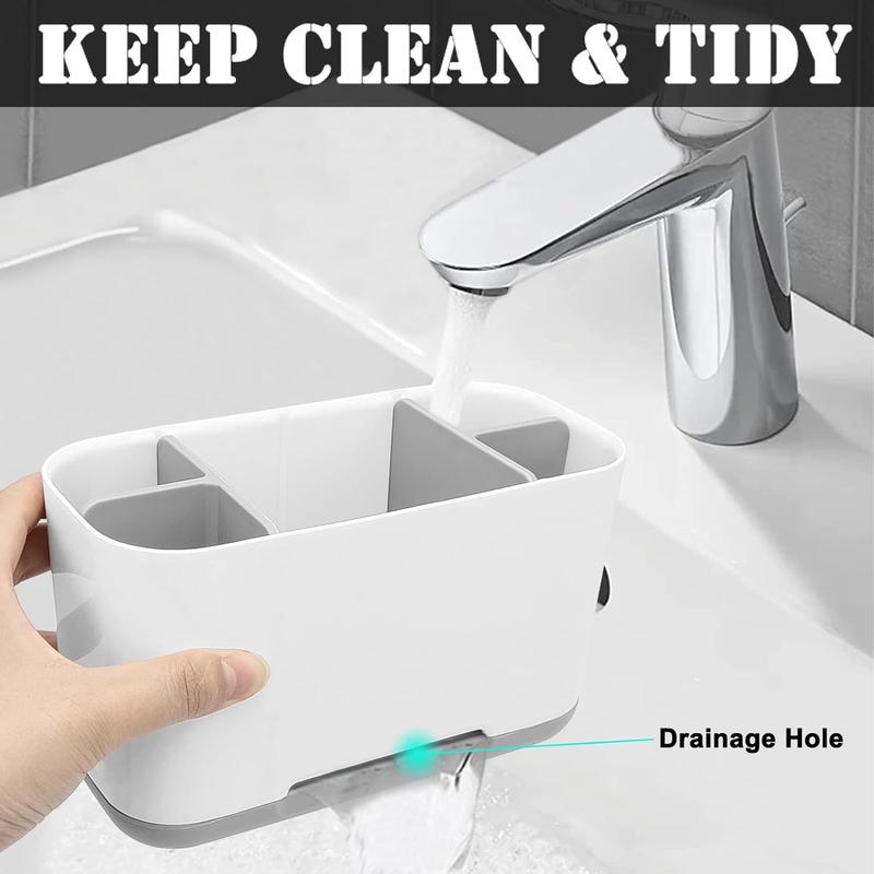 Toothbrush Holder with Anti-Slip,Plastic Detachable for Easy Cleaning Multi-Functional Storage,Large Electric Toothbrush and Toothpaste Organizer Caddy for Bathroom Vanity,Sink,Countertop (Grey)