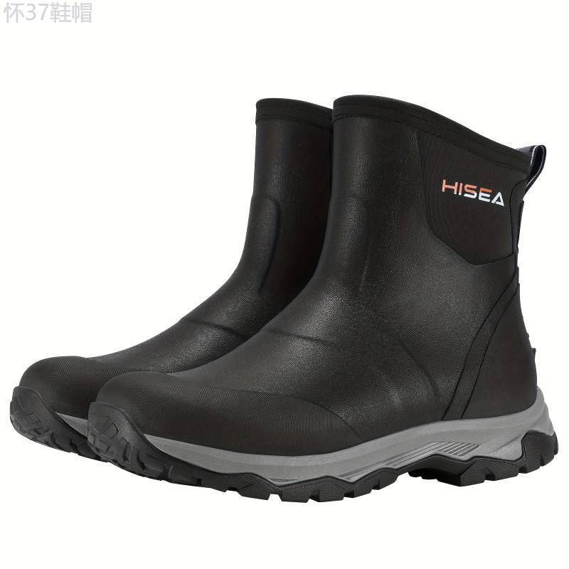 HISEA Excursion Pro Ankle Rain Boots - Waterproof Insulated Neoprene Rubber Boots for Men - Ideal for Hunting, Gardening, Farming, Hiking, Camping, and Mud Work with Breathable Membrane, Slip-Resistant Outsole, and Comfortable Insoles