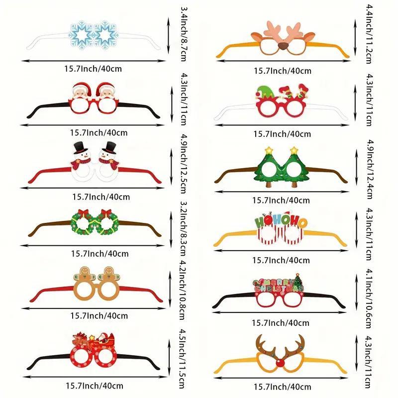 Christmas Themed Party Glasses, 12pcs set Santa Claus Snowflake Reindeer Design Paper Glasses, Party Decoration Supplies for Adults & Teenagers