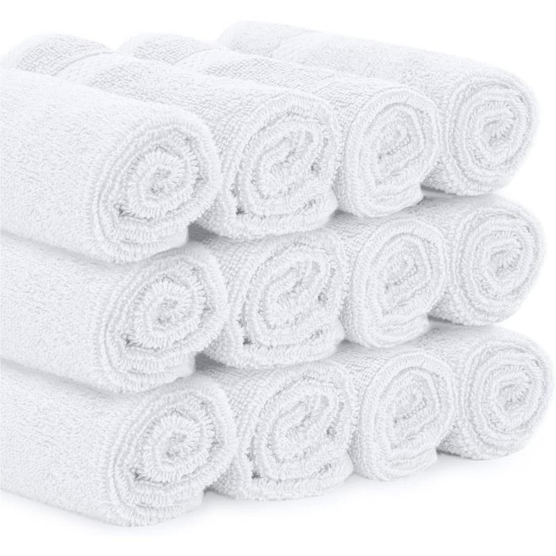 Cotton Towels - Large Hotel Spa Bathroom Towels | Pack of 12 | White