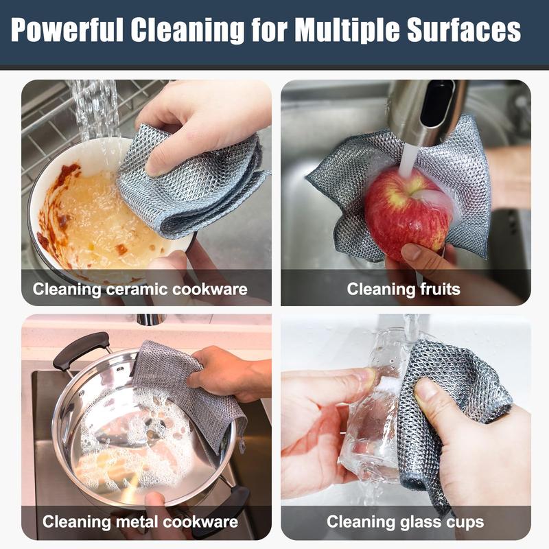 18 Pcs New Upgrade Steel Wire Dishcloth,Double-Layer Powerful Cleaning Non-Scratch Wire Dishcloth Rag for Cookware, Sinks, Dishes, Stove Tops Kitchen