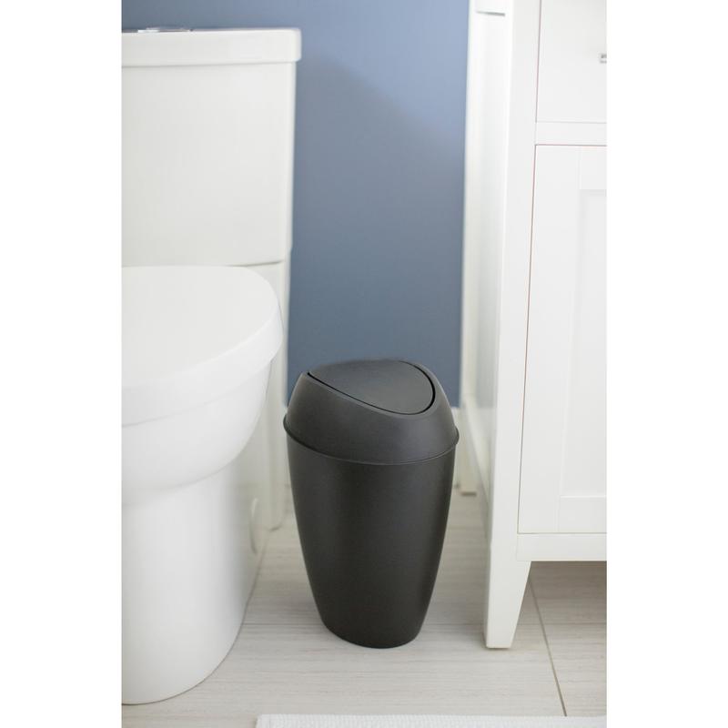 Umbra Twirla Trash Can - Small Wastebasket with Swing-Top Lid