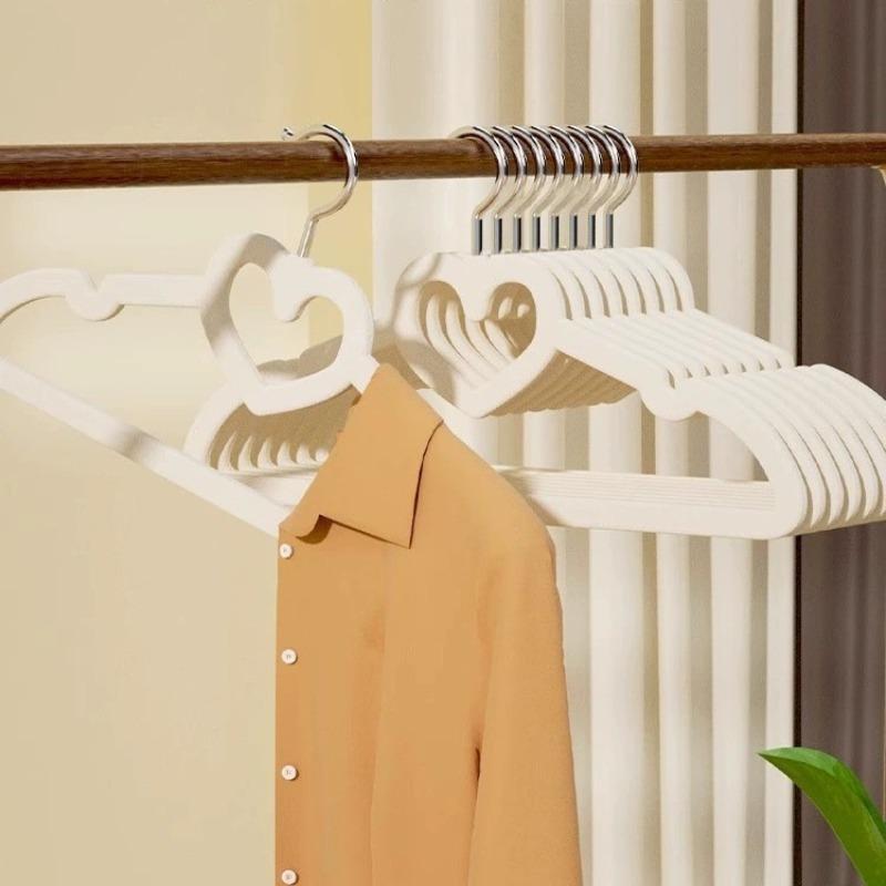 Heart Design Coat Clothes Hanger, 10pcs set Non-slip Clothes Hanger, Household Storage Organizer for Bedroom, Closet, Wardrobe