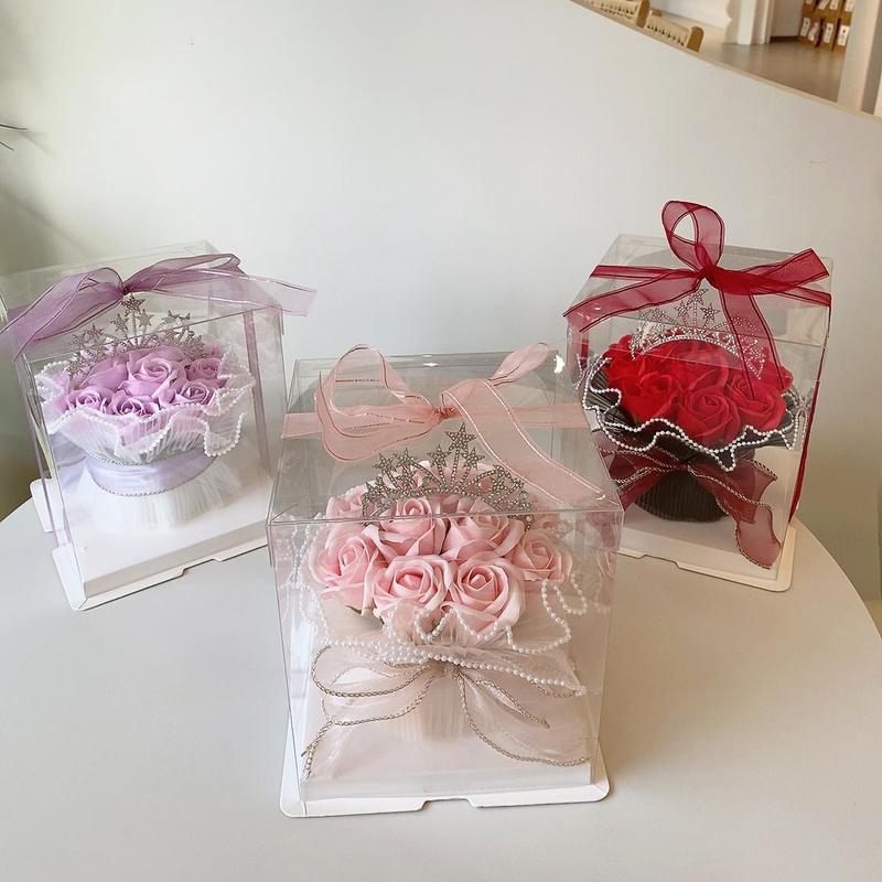 Artificial Rose Bouquet Gift Box, Faux Flower Bouquet Gift Box, Decoration Supplies for Wedding Birthday Festival Party, Birthday Gift, , Summer Gifts for Mom Girlfriend Wife