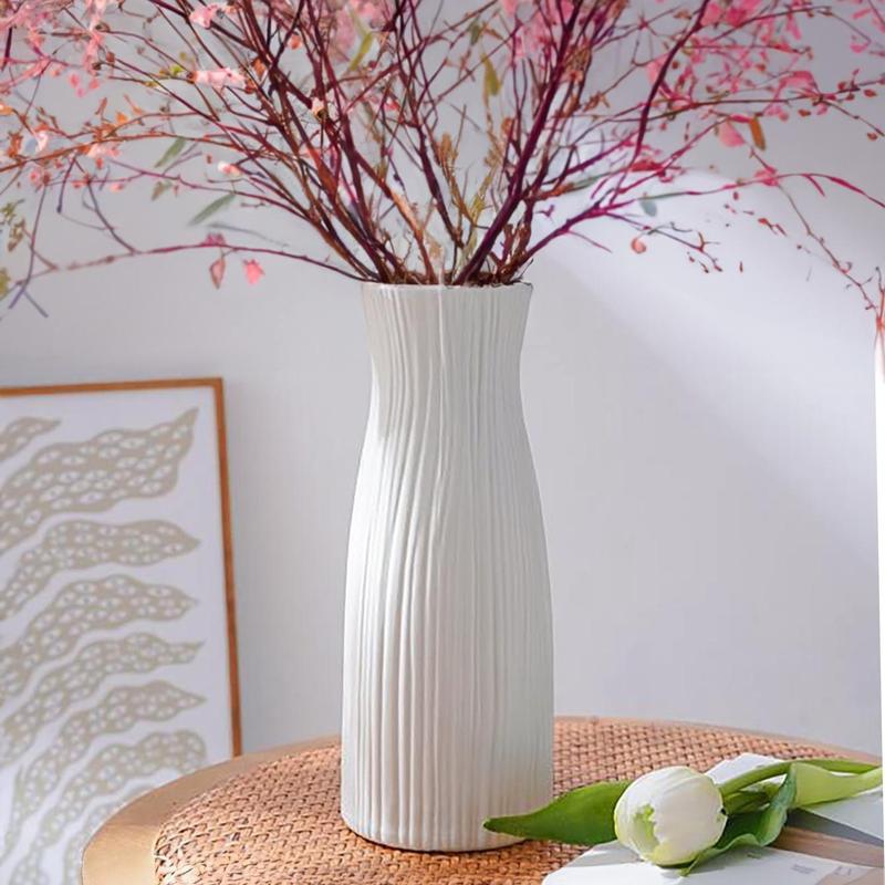 Simple Plastic Vase, Faux Ceramic Vase For Home Decoration Flower, Arrangement Supplies for Decor, Gift for Mom, Spring Decor 2024, Home Decor, Room Accessories