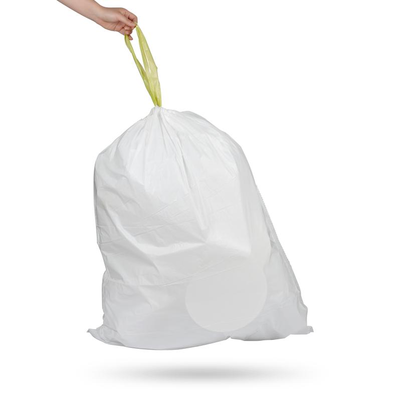 NineStars Extra Strong White Trash Bag w Drawstring 13 Gallon, 21 Gallons Leakage Proof Trash Bags