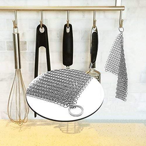 Cast Iron Scrubber Stainless Steel Cast Iron Skillet Cleaner 8