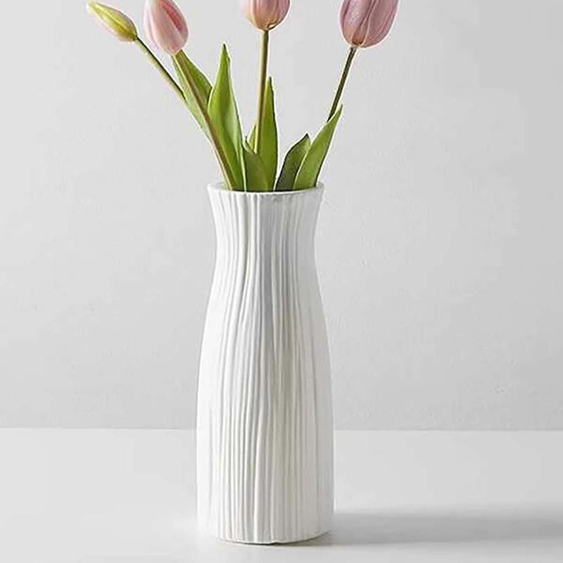 Simple Plastic Vase, Faux Ceramic Vase For Home Decoration Flower, Arrangement Supplies for Decor, Gift for Mom, Spring Decor 2024, Home Decor, Room Accessories