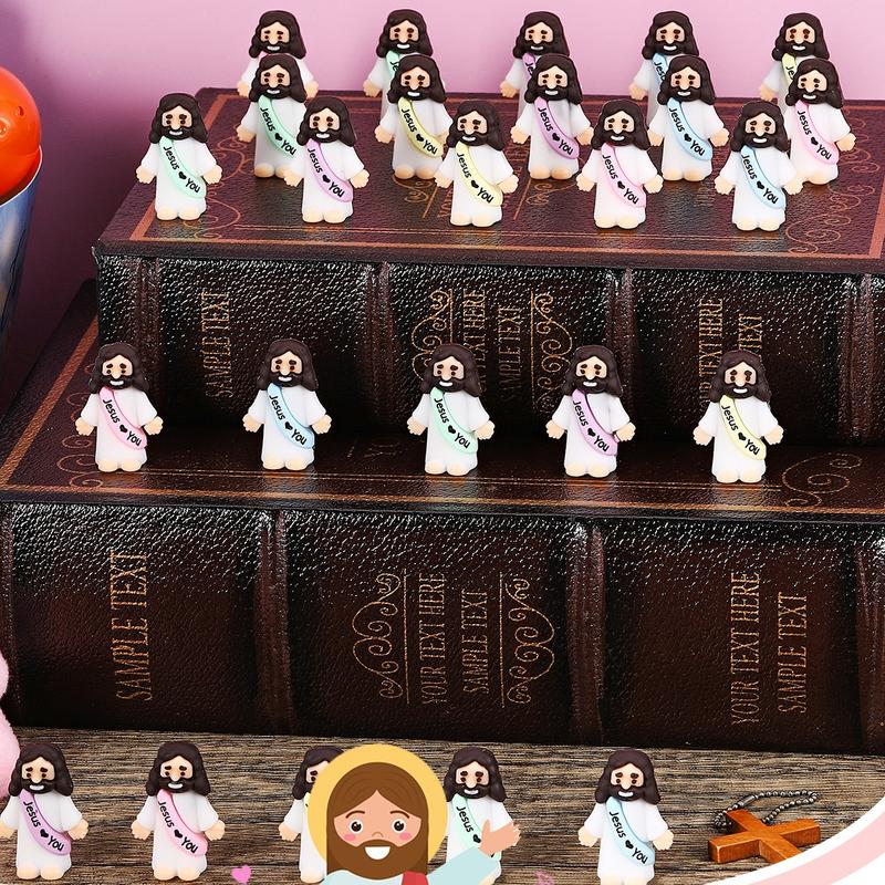 Mini Jesus Figures 25 Pcs Mini Jesus Statue with Slogan Jesus love You Little Jesus Figures, Jesus Mini Statue, Cute Jesus Ornament, Religious Christmas Christian Baptism Gifts, Creative Gift for Family Friend