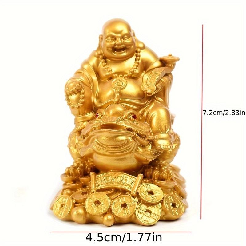 1pc Feng Shui Laughing Buddha Statue - Attract Wealth & Happiness - Wealthy Toad on Money Frog Design - Perfect Car & Home Decor for Chinese New Year - Eye-Catching Prosperity Charm