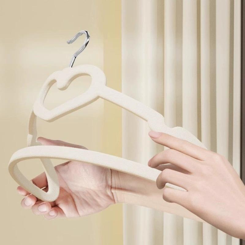 Heart Design Coat Clothes Hanger, 10pcs set Non-slip Clothes Hanger, Household Storage Organizer for Bedroom, Closet, Wardrobe