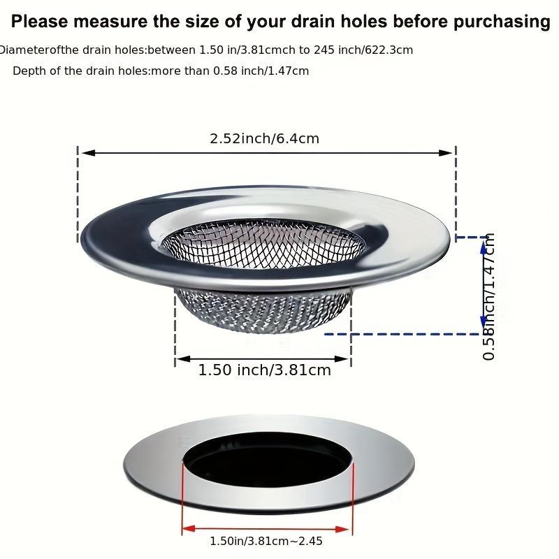 Stainless Steel Bathtub Strainer, 2pcs Sink Strainer, Shower Drain Hair Catcher, Sink Drain Strainer for Home Kitchen Bathroom