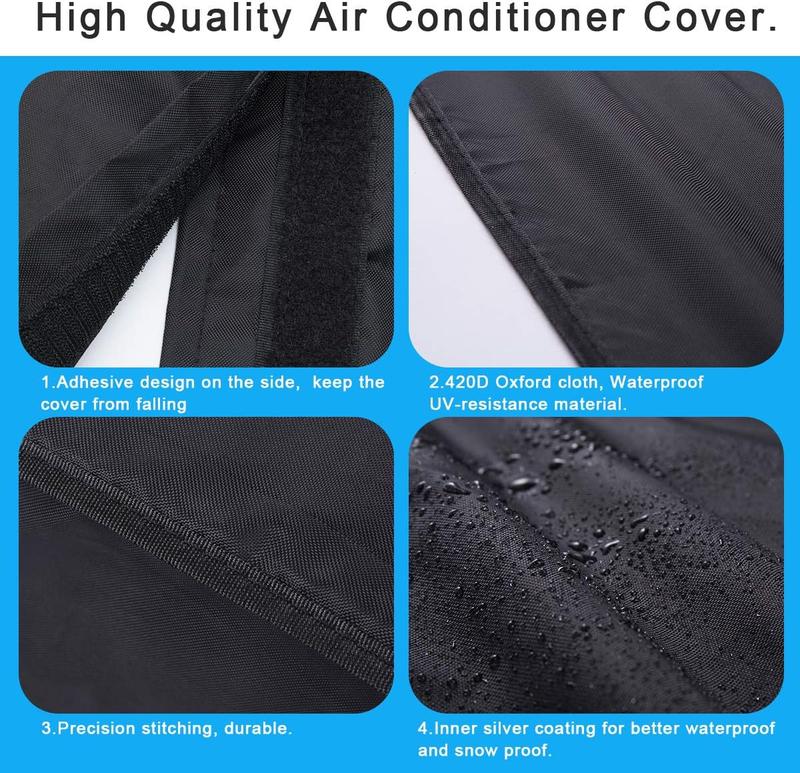 Central Air Conditioner Covers, Air Conditioner Cover for Outside Units 24W x 24D x 30H Black Dust-Proof Waterproof AC Cover Outdoor AC Protection Cover (24W x 24D x 30H) (24W x 24D x 30H)