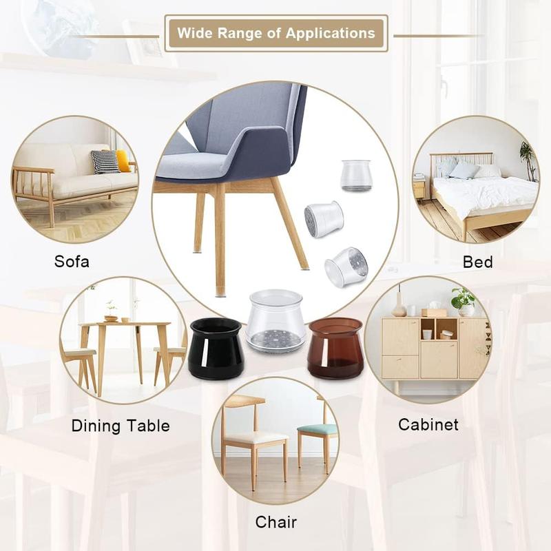 Chair Leg Cover, 24pcs set Silicone Table Leg Cover, Non-slip Reduce Noise Chair Table Leg Cover, Furniture Leg Cover Pad for Home Kitchen Living Room