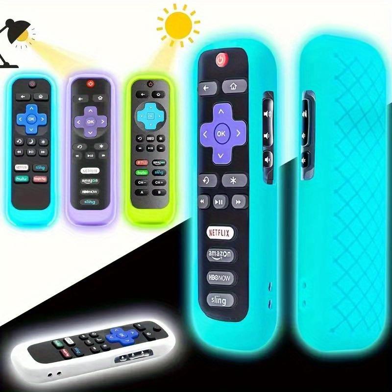 Glow in The Dark Silicone Remote Control Cover, 1 Count Universal Sleeve Case for TCL, Hisense, Roku TV Streaming Stick 4K+