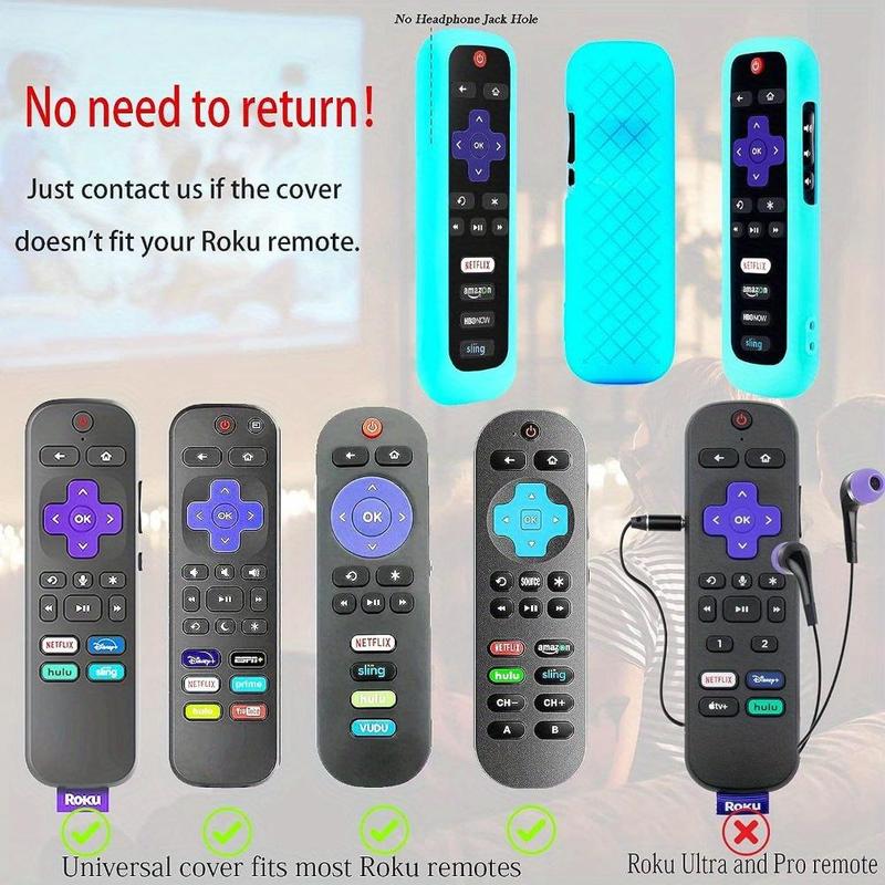 Glow in The Dark Silicone Remote Control Cover, 1 Count Universal Sleeve Case for TCL, Hisense, Roku TV Streaming Stick 4K+