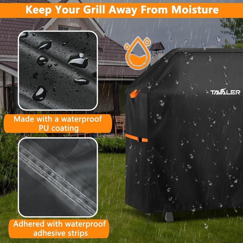 Outdoor Grill Cover, 1 Count Waterproof & Dustproof Grill Cover with Drawstring Closure, Grill Protector for Weber, Brinkmann, Char-Broil