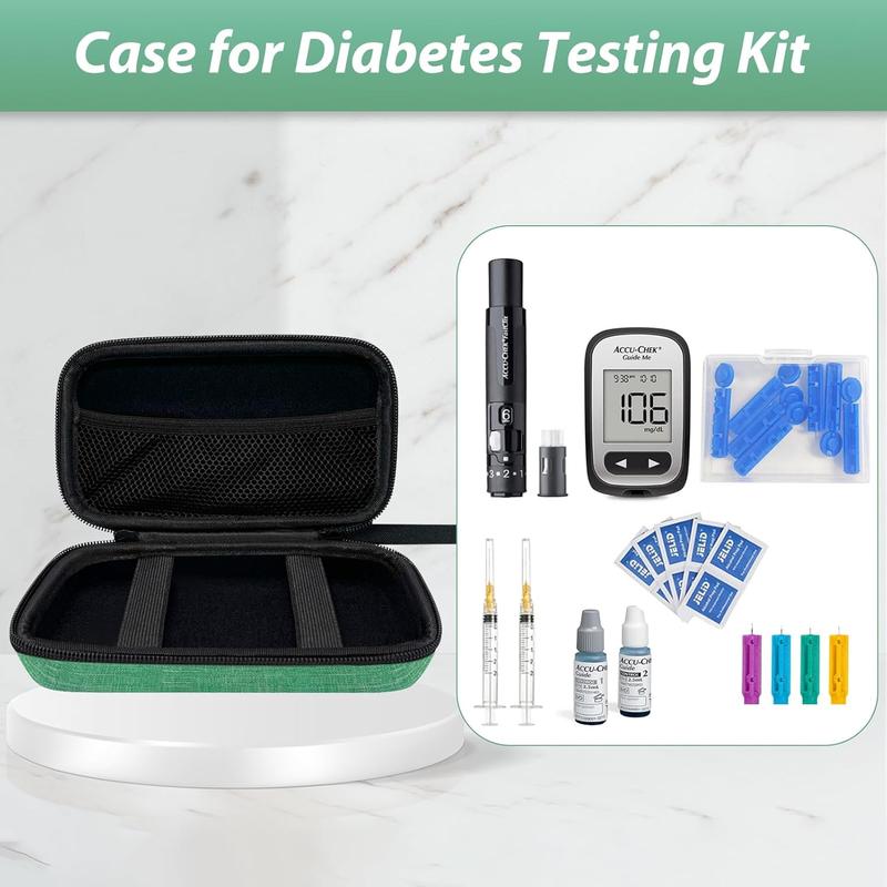 Diabetic Supplies Travel Case, Carrying Case Organizer for  Testing Kit,  Glucose Monitor Kit with Meter,  Sugar Test Strips, Lancets, Lancing Device(Case Only) (Green)