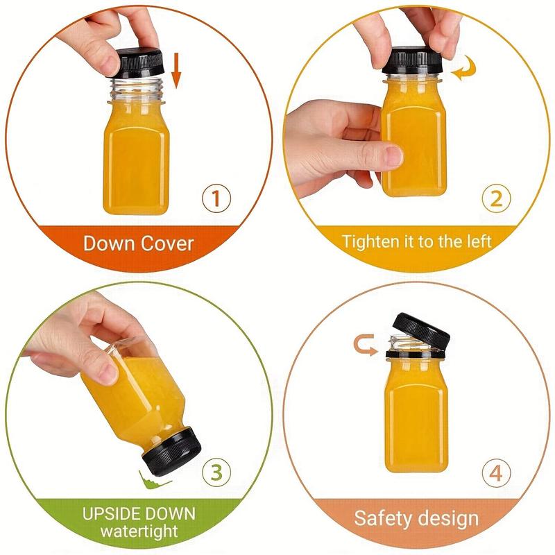 4oz Clear Juice Bottle, 8 16pcs Reusable Juice Bottle with Lid, Leak Proof Juice Container for Home Kitchen Outdoor Travel