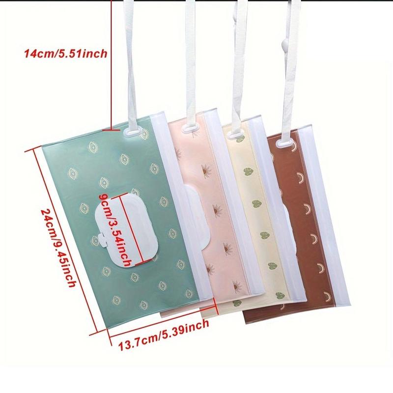 Portable Wet Tissue Storage Bag, 4 Counts Reusable Hanging Wet Tissue Bag, Storage Bag for Home Living Room Bedroom Car