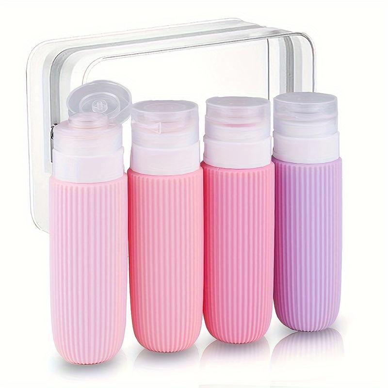 Travel Bottles for Toiletries, Tsa Approved 3oz Portable Travel Bottles, BPA Free Leak Proof Squeezable Silicone Travel Size Containers, Travel Accessories with Clear Toiletry Bag (4 Pack) Organiser Tin