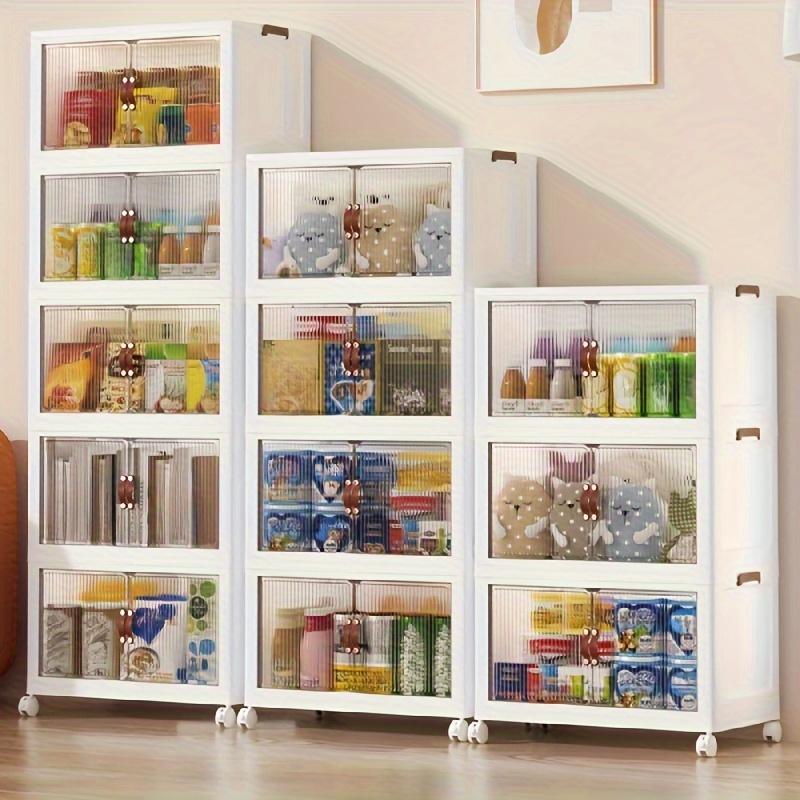 5 3 Tier Plastic Storage Box Container With pulley, 32QT Storage Bins Stackable with Lid, Closet Organizers and Storage for Living Room,Office,Dorm