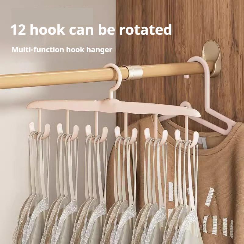 Rotatable 12 Hooks Hanger, 3 Counts Multifunctional Clothes Hanger, Home Organizer for Underwear, Hat, Belt, Home Space Saver