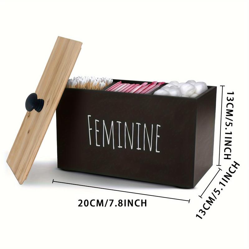 Wooden Storage Box, 1 Count Feminine Napkin Storage Box with Lid, Multifunctional Storage Box for Home Bathroom Hotel Dormitory