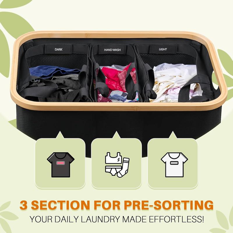 Laundry Hamper 3 Section, 160l  Hampers For Laundry Basket With Lid, Dirty Clothes Hamper Laundry Basket Organizer For Bedroom,Laundry Room