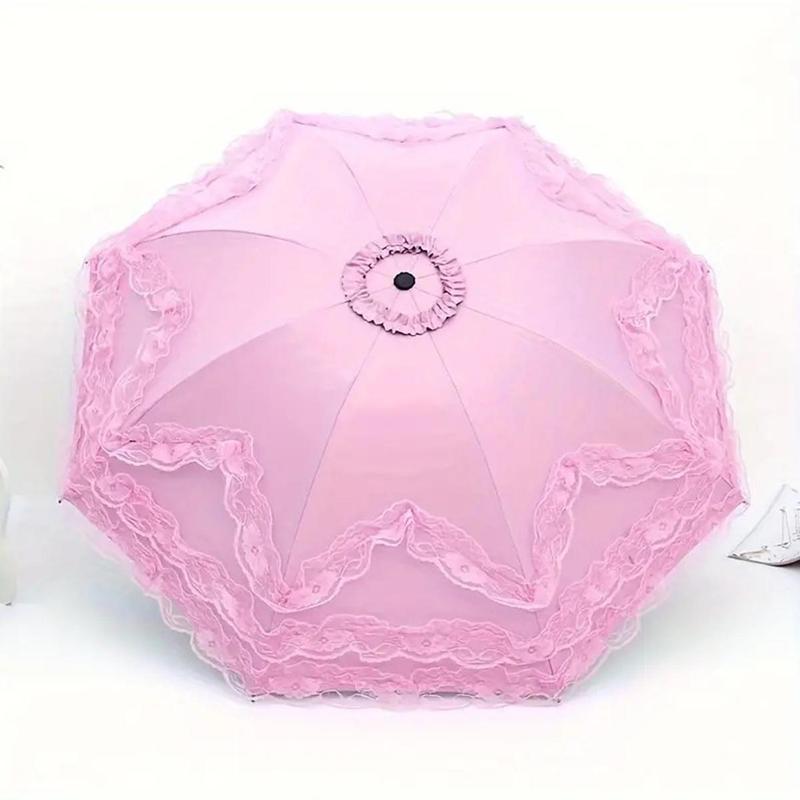 Lace Design Umbrella, Three-fold Umbrella, Sun Umbrella, Sunny and Rainy Folding Umbrella for Women, Outdoor Umbrella